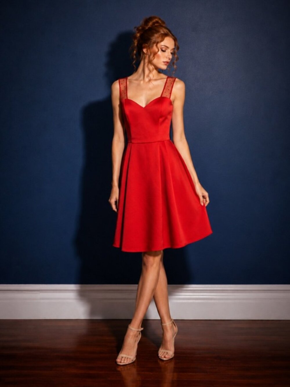 NAF NAF Geranium Red Satin Party/Prom Dress Size small (EUR 36/US 4) 💕❤️💕